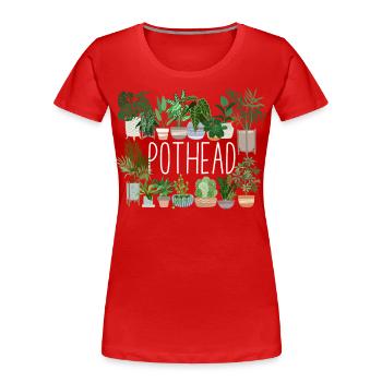 Plant Lover Gardening Pun Pot Head - Frauen Premium Bio T-Shirt - Rot - Vorne - Mia (176cm)