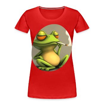 Trippy Frog médite : Stoner en mode charlatan - T-shirt bio Premium Femme - rouge - Devant - Mia (176cm)