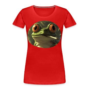 Grenouille reptilienne fumeuse de pot : pur croassement de cannabis - T-shirt bio Premium Femme - rouge - Devant - Mia (176cm)