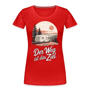 Der Weg ist das Ziel - Frauen Premium Bio T-Shirt - Rot - Vorne - Mia (176cm)