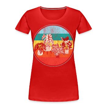 Amoureux des plantes jardinage rétro - T-shirt bio Premium Femme - rouge - Devant - Mia (176cm)
