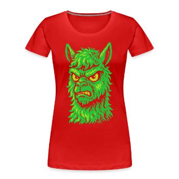 Wütendes Neon-Lama mit Killerblick - Frauen Premium Bio T-Shirt - Rot - Vorne - Mia (176cm)