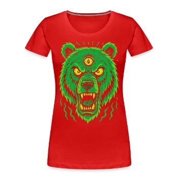 Wilder Bär mit drittem Auge Neonstil - Frauen Premium Bio T-Shirt - Rot - Vorne - Mia (176cm)