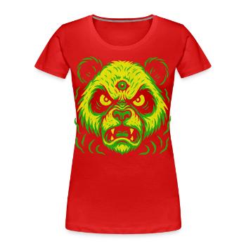 Dreiaugiger Neon-Panda mit Killerblick - Frauen Premium Bio T-Shirt - Rot - Vorne - Mia (176cm)