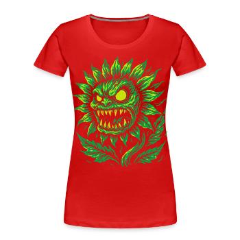 Dämonische Sonnenblume im Neonstil - Frauen Premium Bio T-Shirt - Rot - Vorne - Mia (176cm)