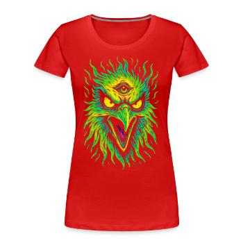 Psycho-Vogel mit drittem Auge Neon Adler - Frauen Premium Bio T-Shirt - Rot - Vorne - Mia (176cm)
