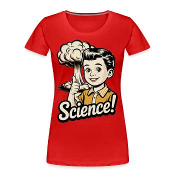 Science – Vintage Atomic Satire Design - Frauen Premium Bio T-Shirt - Rot - Vorne - Mia (176cm)