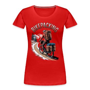 Bikepacking – la liberté sur deux roues - T-shirt bio Premium Femme - rouge - Devant - Mia (176cm)