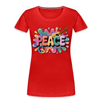 PEACE – Psychedelic - Frauen Premium Bio T-Shirt - Rot - Vorne - Mia (176cm)