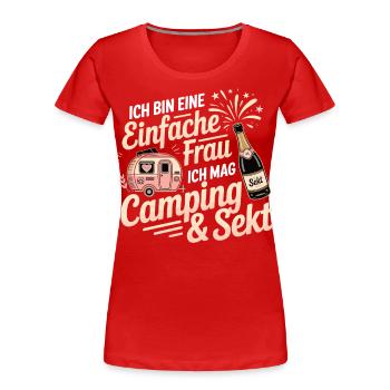 Camping & Sekt – Mein einfacher Plan - Frauen Premium Bio T-Shirt - Rot - Vorne - Mia (176cm)