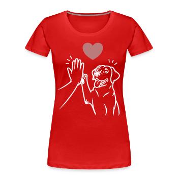 Labrador high five - Frauen Premium Bio T-Shirt - Rot - Vorne - Mia (176cm)