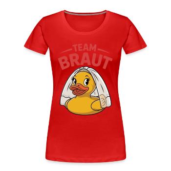 Canard en caoutchouc Team Bride - T-shirt bio Premium Femme - rouge - Devant - Mia (176cm)