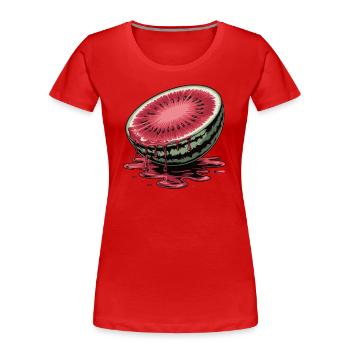 Pastèque juteuse – été, soleil, fraîcheur - T-shirt bio Premium Femme - rouge - Devant - Mia (176cm)