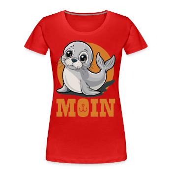 Jeune phoque avec « Moin » - T-shirt bio Premium Femme - rouge - Devant - Mia (176cm)