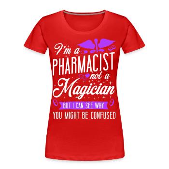 Technicien en pharmacie - T-shirt bio Premium Femme - rouge - Devant - Mia (176cm)