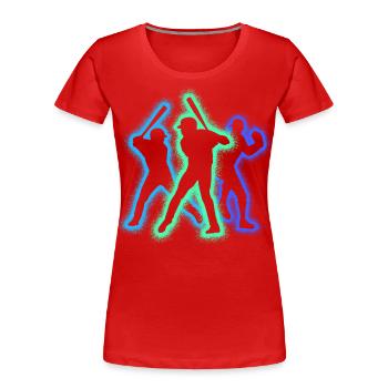 Baseball Baseballer Silhouetten Baseballspieler - Frauen Premium Bio T-Shirt - Rot - Vorne - Mia (176cm)
