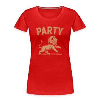 Party Loewe - Frauen Premium Bio T-Shirt - Rot - Vorne - Mia (176cm)