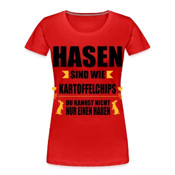 Hasen sind wie Chips - Frauen Premium Bio T-Shirt - Rot - Vorne - Mia (176cm)