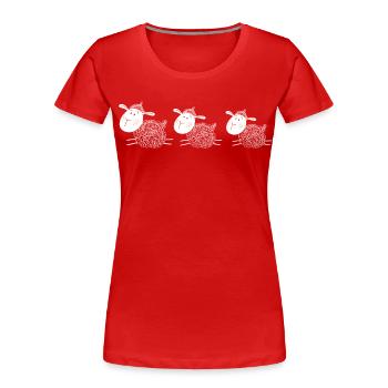 Three sheep are best friends - sheep - lamb - Women's Premium Organic T-Shirt - red - Front - Mia (176cm)