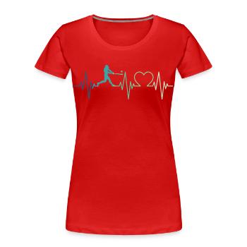 Baseball-Baseball-Herzschlag-Baseballspieler - Frauen Premium Bio T-Shirt - Rot - Vorne - Mia (176cm)
