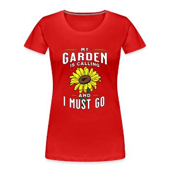 mon jardin appelle - T-shirt bio Premium Femme - rouge - Devant - Mia (176cm)