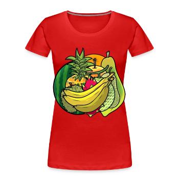 Vitamines d’été Fruits Fruits Rafraîchissement Régime - T-shirt bio Premium Femme - rouge - Devant - Mia (176cm)