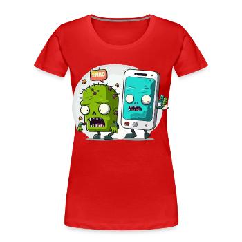 Connected 24/7 - Women's Premium Organic T-Shirt - red - Front - Mia (176cm)