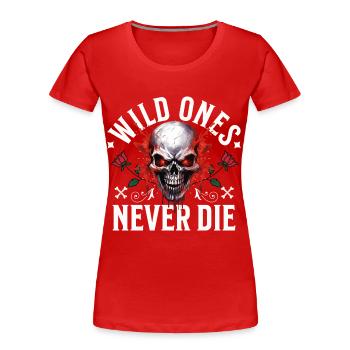 Skull Skull Skeleton Motorcycle Biker Gang - Women's Premium Organic T-Shirt - red - Front - Mia (176cm)