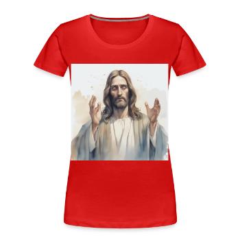 Jesus Gott Messias - Frauen Premium Bio T-Shirt - Rot - Vorne - Mia (176cm)