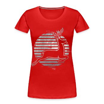 Chevreuil - T-shirt bio Premium Femme - rouge - Devant - Mia (176cm)