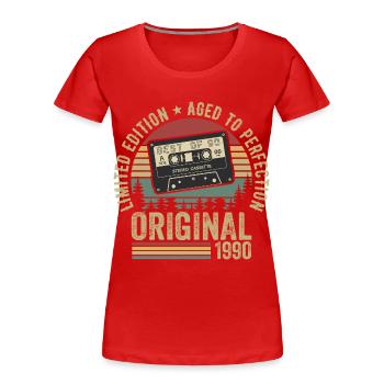 Années 1990 Millésime Anniversaire des années 1990 Rétro des années 1990 - T-shirt bio Premium Femme - rouge - Devant - Mia (176cm)