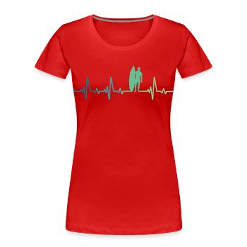 Surfing heartbeat surfer gift - Women's Premium Organic T-Shirt - red - Front - Mia (176cm)