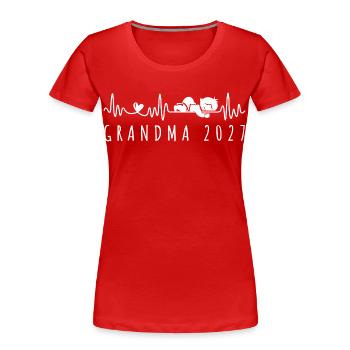 Zukünftige Großmutter 2027 Herzschlag-Baby-Ankündigung - Frauen Premium Bio T-Shirt - Rot - Vorne - Mia (176cm)