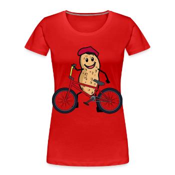 Erdnuss Fahrrad Fahrradfahrer Kinder Kind Rad - Frauen Premium Bio T-Shirt - Rot - Vorne - Mia (176cm)