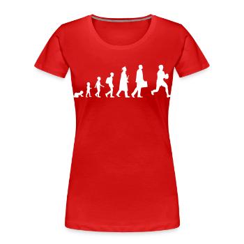 Entwicklung des Rugby - Frauen Premium Bio T-Shirt - Rot - Vorne - Mia (176cm)