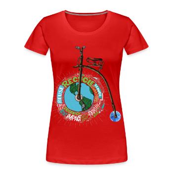 Vélo écologique, vélo artistique Penny Farthing - T-shirt bio Premium Femme - rouge - Devant - Mia (176cm)
