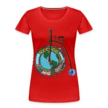 Sauver la planète Terre Penny Farthing vélo Art - T-shirt bio Premium Femme - rouge - Devant - Mia (176cm)