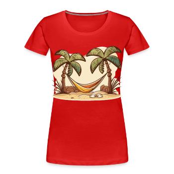 Der Hängematten-Relaxer - Frauen Premium Bio T-Shirt - Rot - Vorne - Mia (176cm)