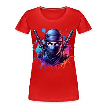 Ninja - Frauen Premium Bio T-Shirt - Rot - Vorne - Mia (176cm)