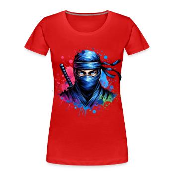 Ninja - Frauen Premium Bio T-Shirt - Rot - Vorne - Mia (176cm)