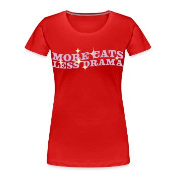 Mehr Katzen, weniger Drama - Frauen Premium Bio T-Shirt - Rot - Vorne - Mia (176cm)