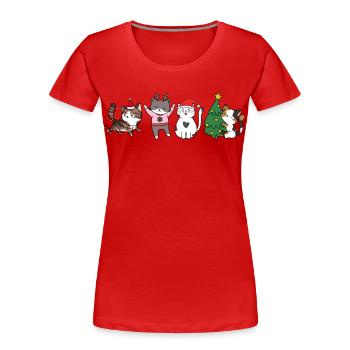 cat in christmas - Women's Premium Organic T-Shirt - red - Front - Mia (176cm)