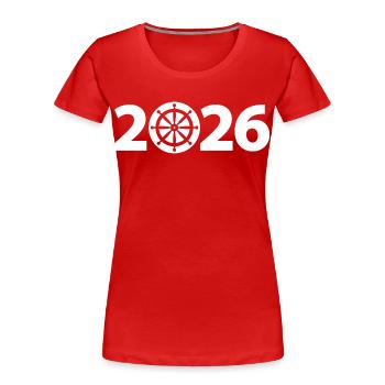 Marin 2026, Nautisme 2026, Capitaine 2026 - T-shirt bio Premium Femme - rouge - Devant - Mia (176cm)