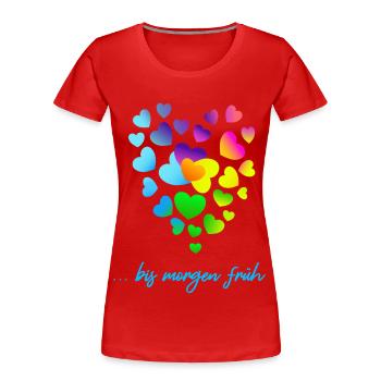 Grappes de cœurs colorés - T-shirt bio Premium Femme - rouge - Devant - Mia (176cm)