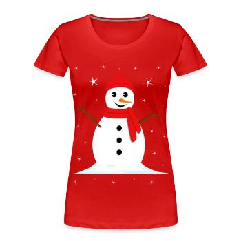 Schneemann Winter Weihnachten - Frauen Premium Bio T-Shirt - Rot - Vorne - Mia (176cm)