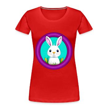 Rabbit White Purple Easter - Women's Premium Organic T-Shirt - red - Front - Mia (176cm)