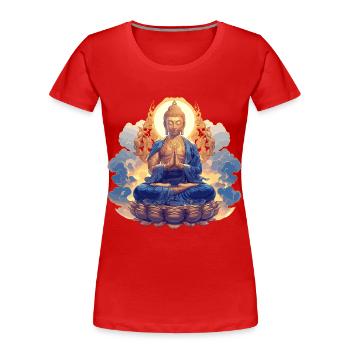 Buddha Buddhismus Religion Spirituell Meditation - Frauen Premium Bio T-Shirt - Rot - Vorne - Mia (176cm)
