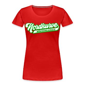 Nordkurve Mönchengladbach | Farbe änderbar - Frauen Premium Bio T-Shirt - Rot - Vorne - Mia (176cm)