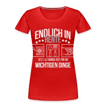 Rentner Hobbygärtner Ruhestand und Gartenarbeit - Frauen Premium Bio T-Shirt - Rot - Vorne - Mia (176cm)