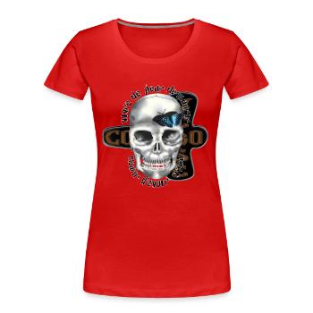 crane papillon bleu controverse - T-shirt bio Premium Femme - rouge - Devant - Mia (176cm)